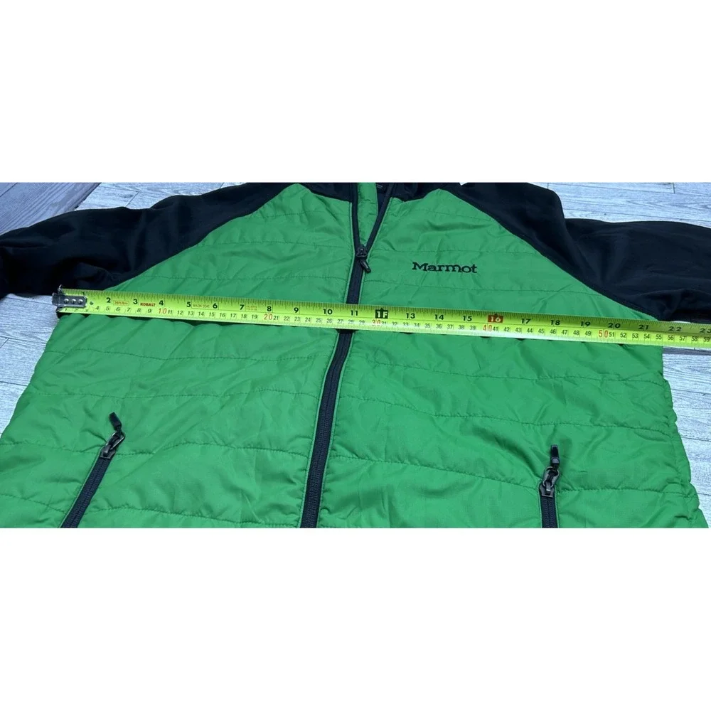 Marmot Mens‎ Jacket Size MEDIUM Green Black Full Zip Light Puffer Preppy Outdoor
